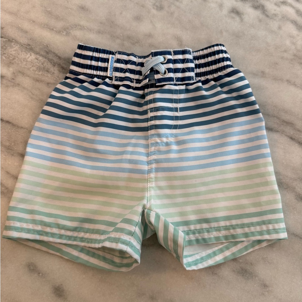 Rugged Butts Blue and Green Gradient Swim Trunks